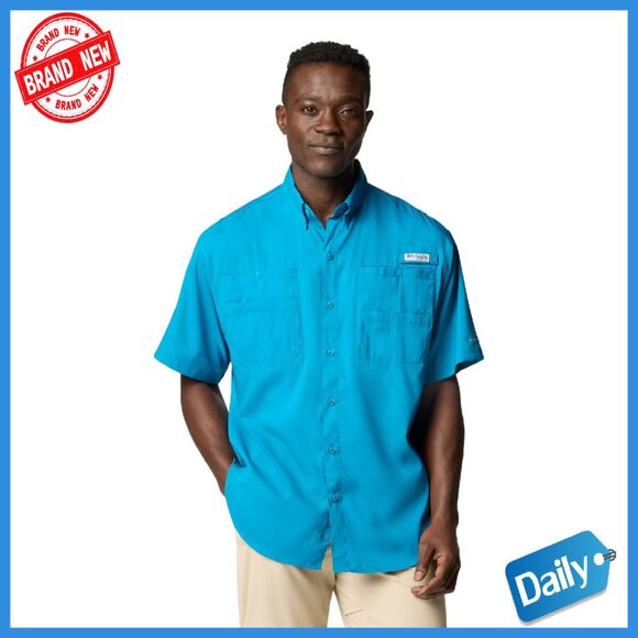 Men's Fishing Shirt UPF 50 Water Repellent Short Sleeve Button Down